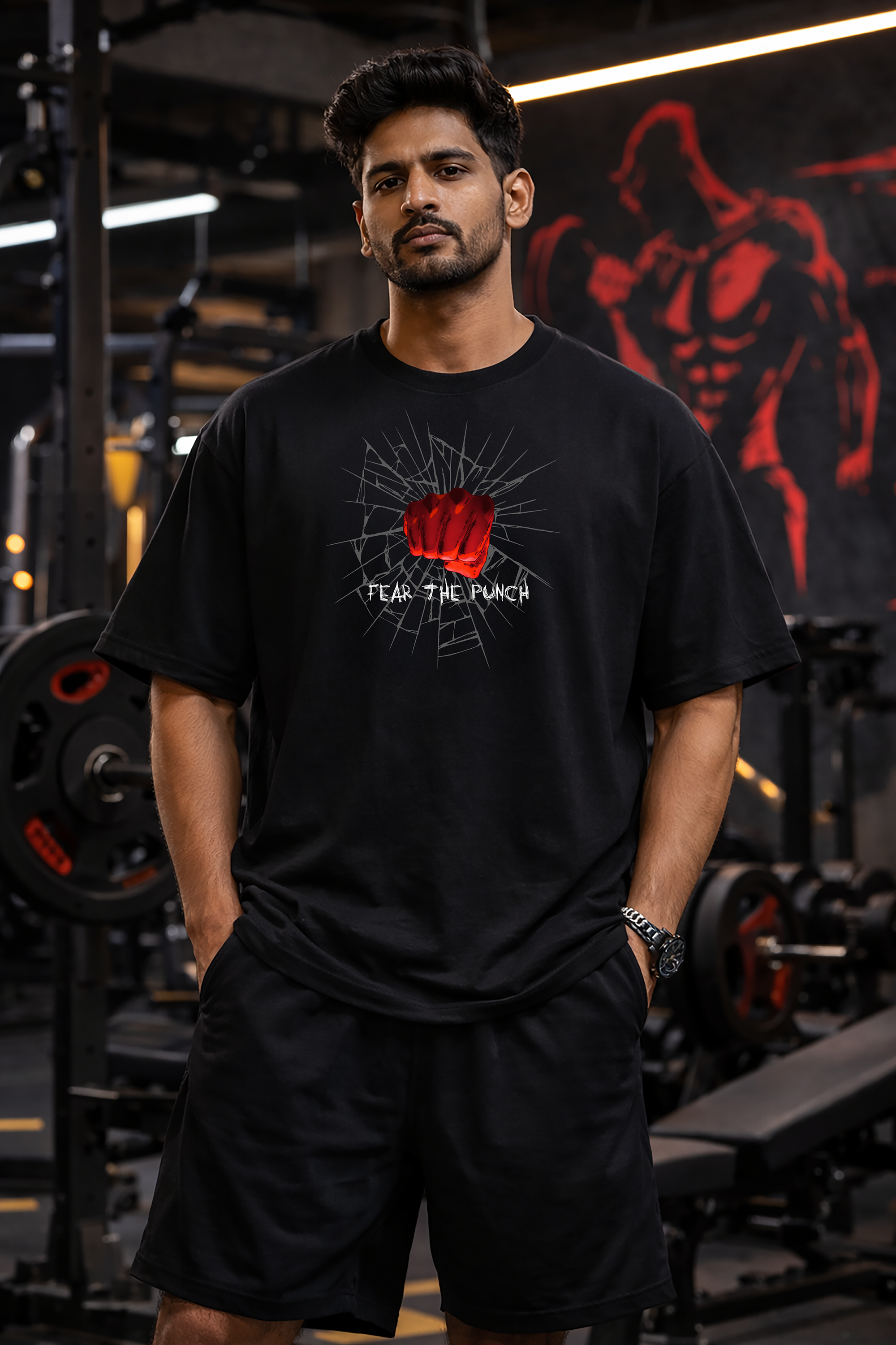 Fear The Punch Oversized T-Shirt – 240 GSM Premium Cotton Graphic Tee