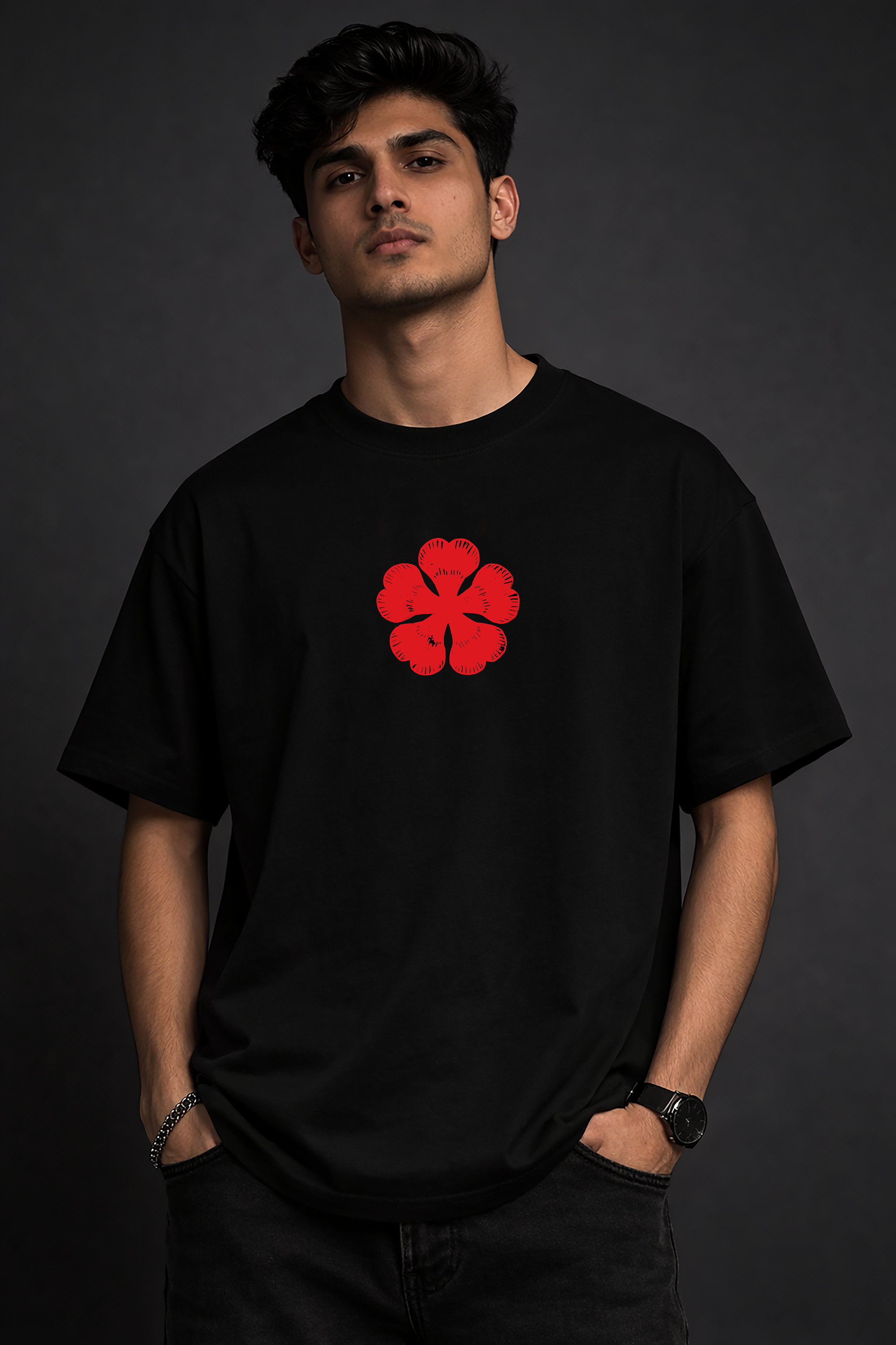 BLACK DIVIDER – 240 GSM French Terry Oversized Tee