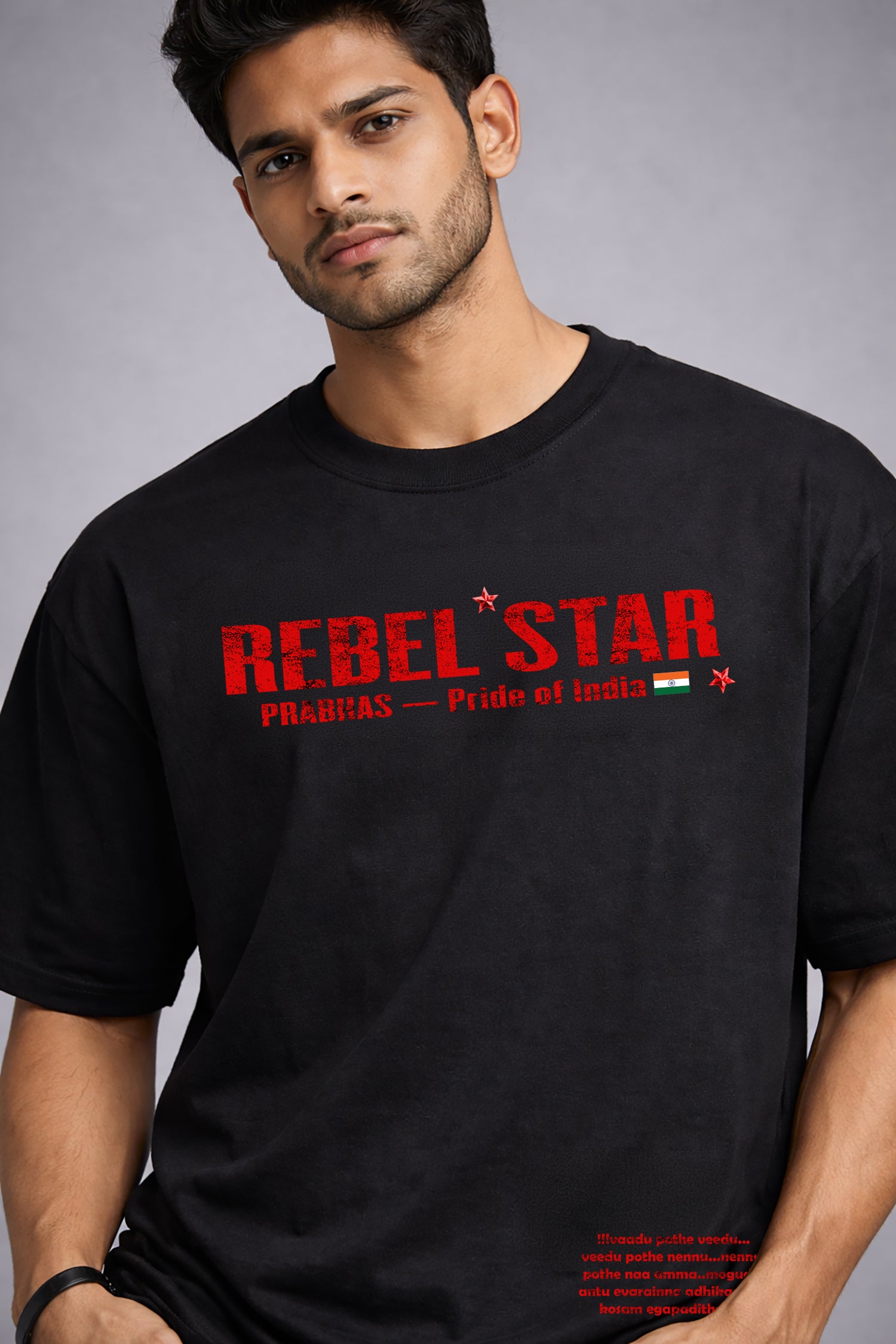 Rebel Star Prabhas Graphic Tee – 240 GSM Cotton