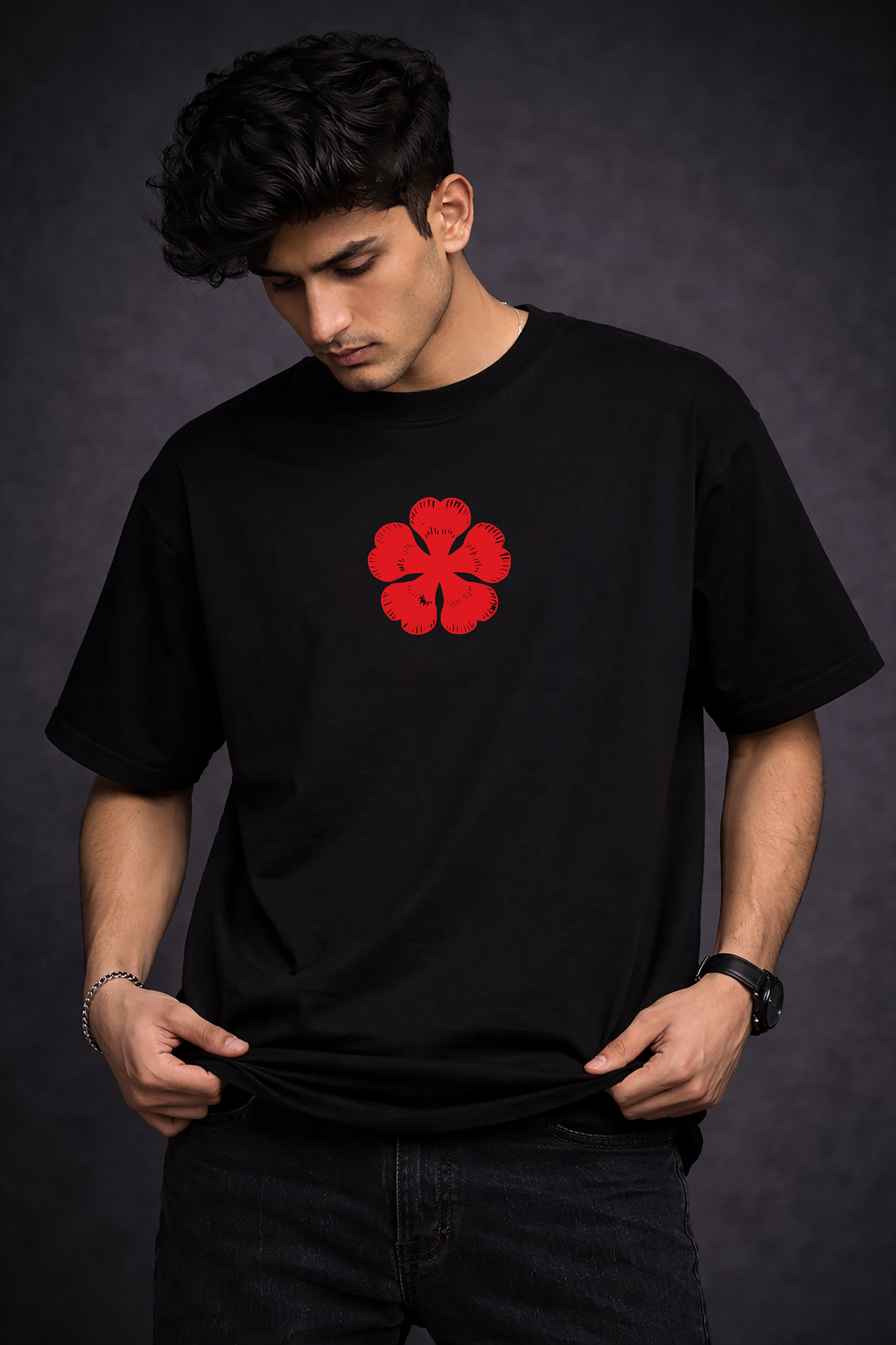 BLACK DIVIDER – 240 GSM French Terry Oversized Tee