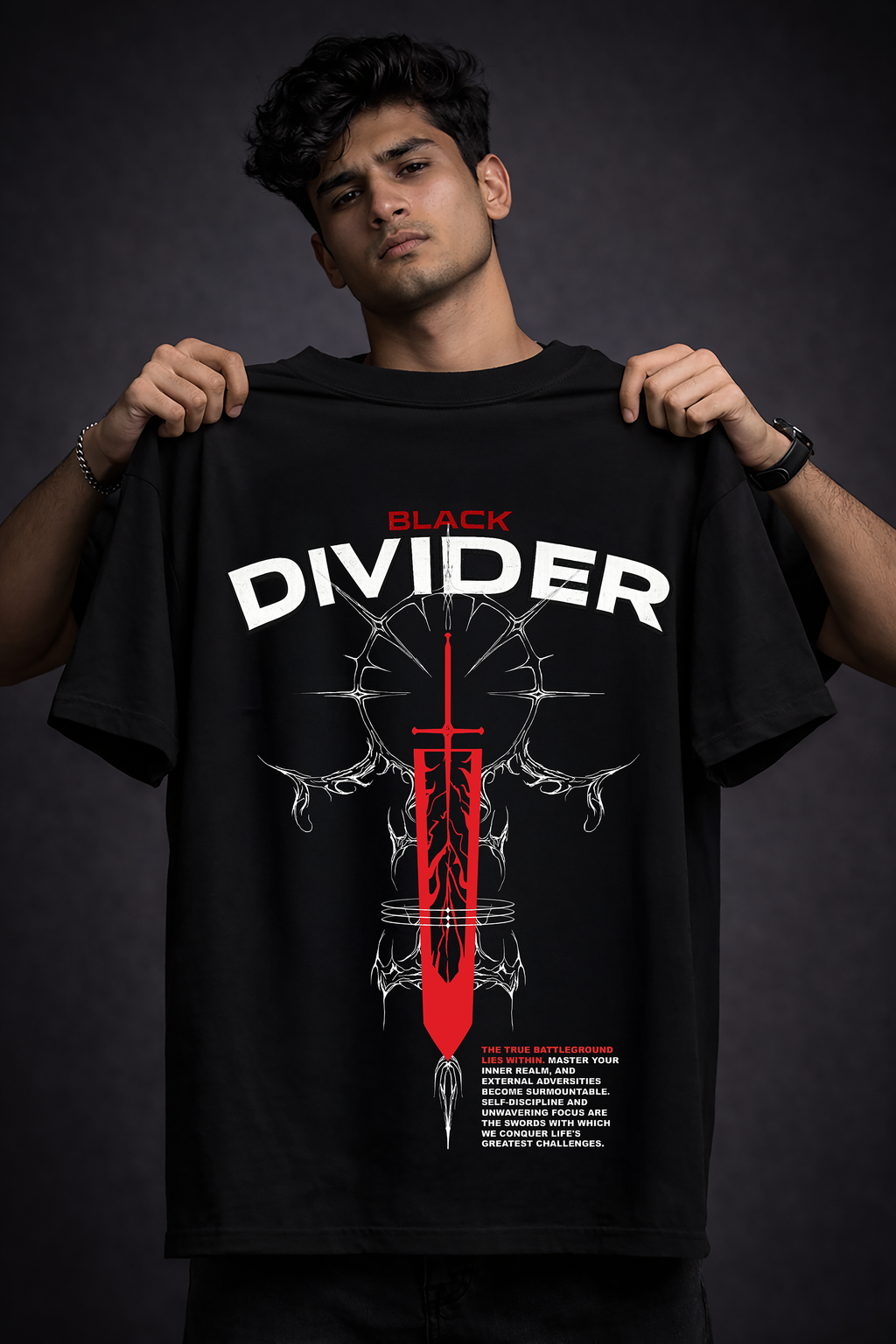 BLACK DIVIDER – 240 GSM French Terry Oversized Tee