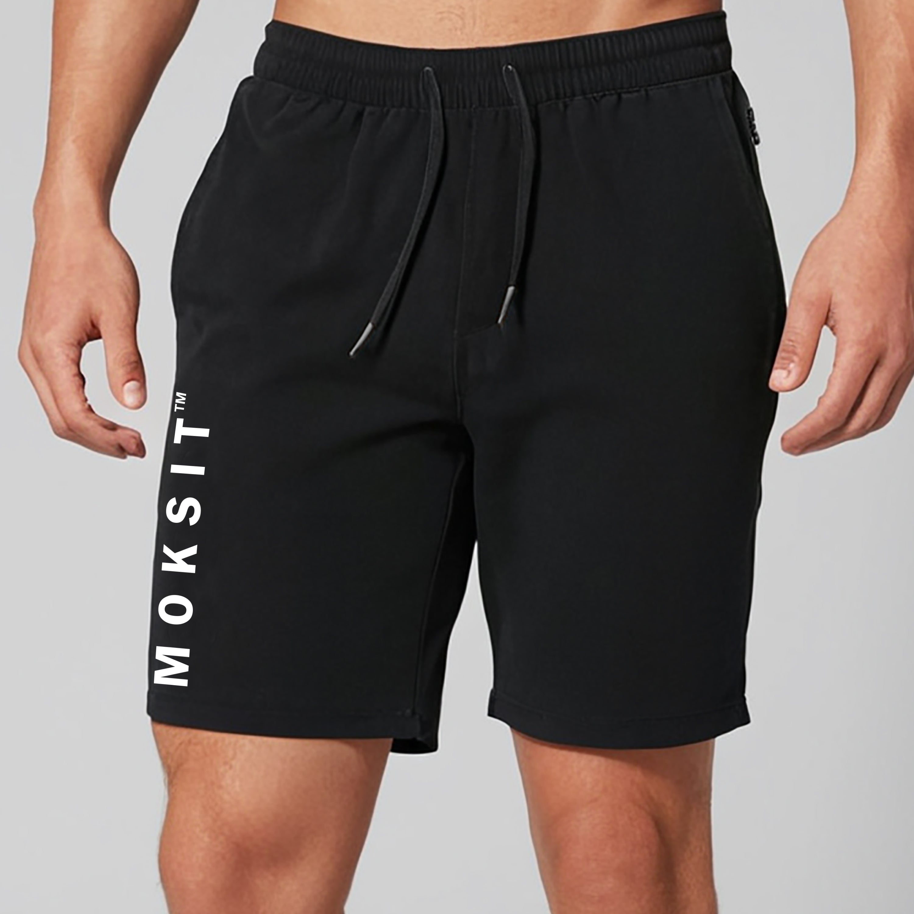 French Terry Cotton Shorts with Zipper Pockets