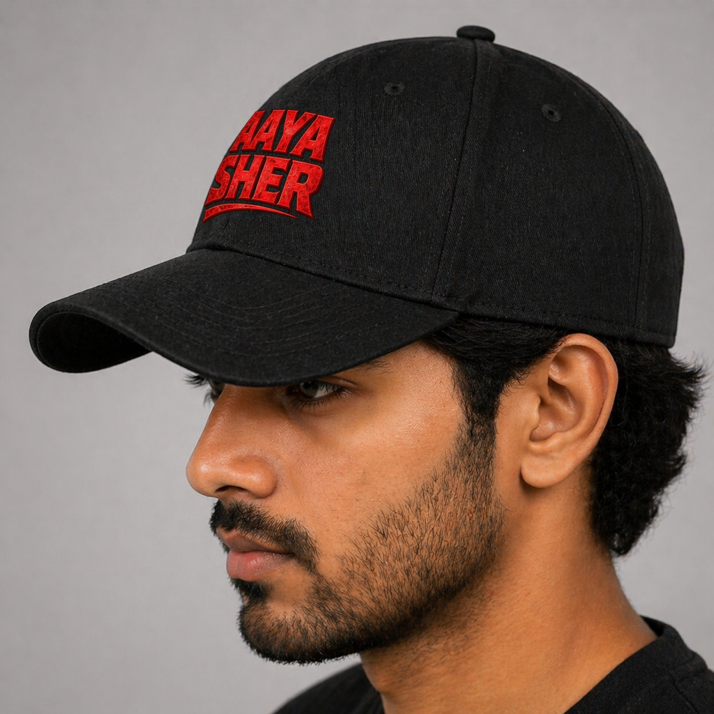 AAYA SHER Black Cap – Bold Streetwear Style Adjustable Hat